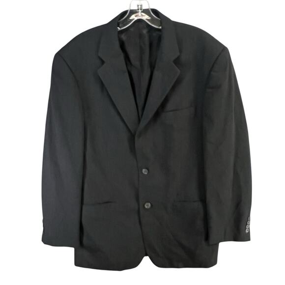 Pronto Uomo Suit Jacket Mens 42L Black Wool Sport Coat Blazer Business Classic - Picture 1 of 16